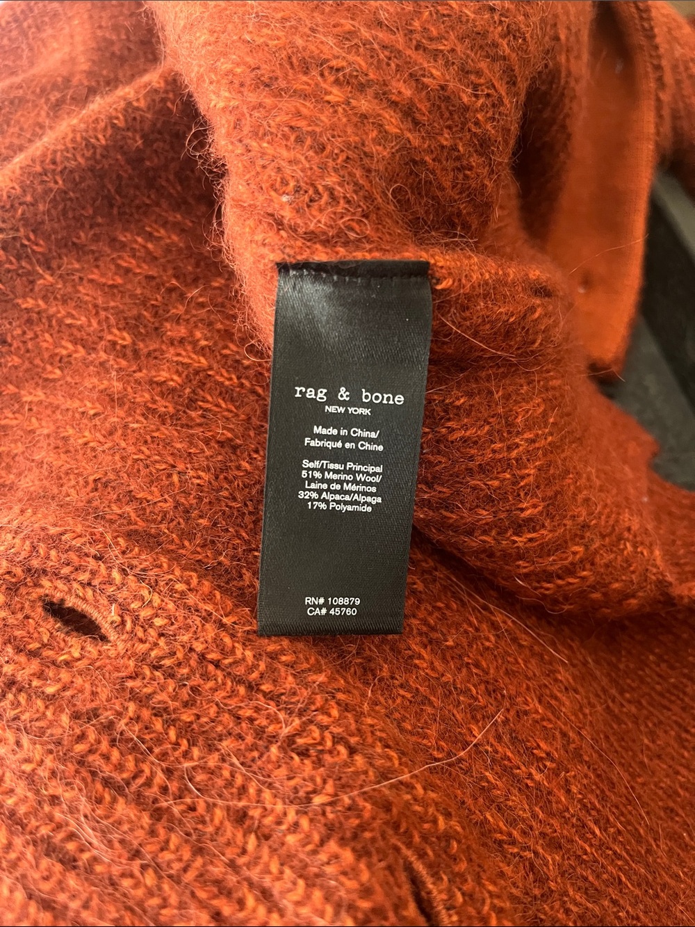 rag & bone Rust Button-Front Knit Cardigan - Picture 4 of 4